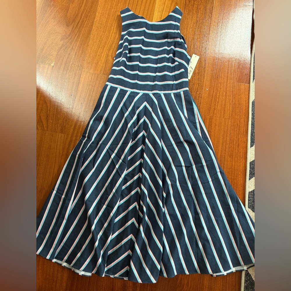 NWT Eliza J Striped Fit & Flare Midi Dress Size 4 - Picture 2 of 6